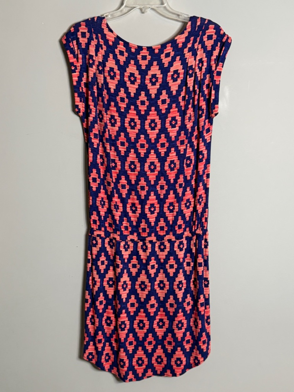 Tori Richard Honolulu Women's Navy and Coral Geo Print Dress Size M - Picture 10 of 11
